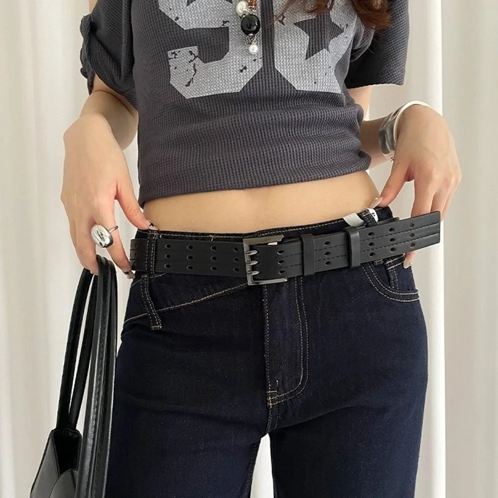 Gothic Vintage Three-Row Wide Belt Versatile Y2k Leather Waistband Black White Harajuku Women's Dress Jeans Belt Streetwear
Gothic Vintage Three-Row Wide Belt Versatile Y2k Leather Waistband Black White Harajuku Women's Dress Jeans Belt Streetwear
