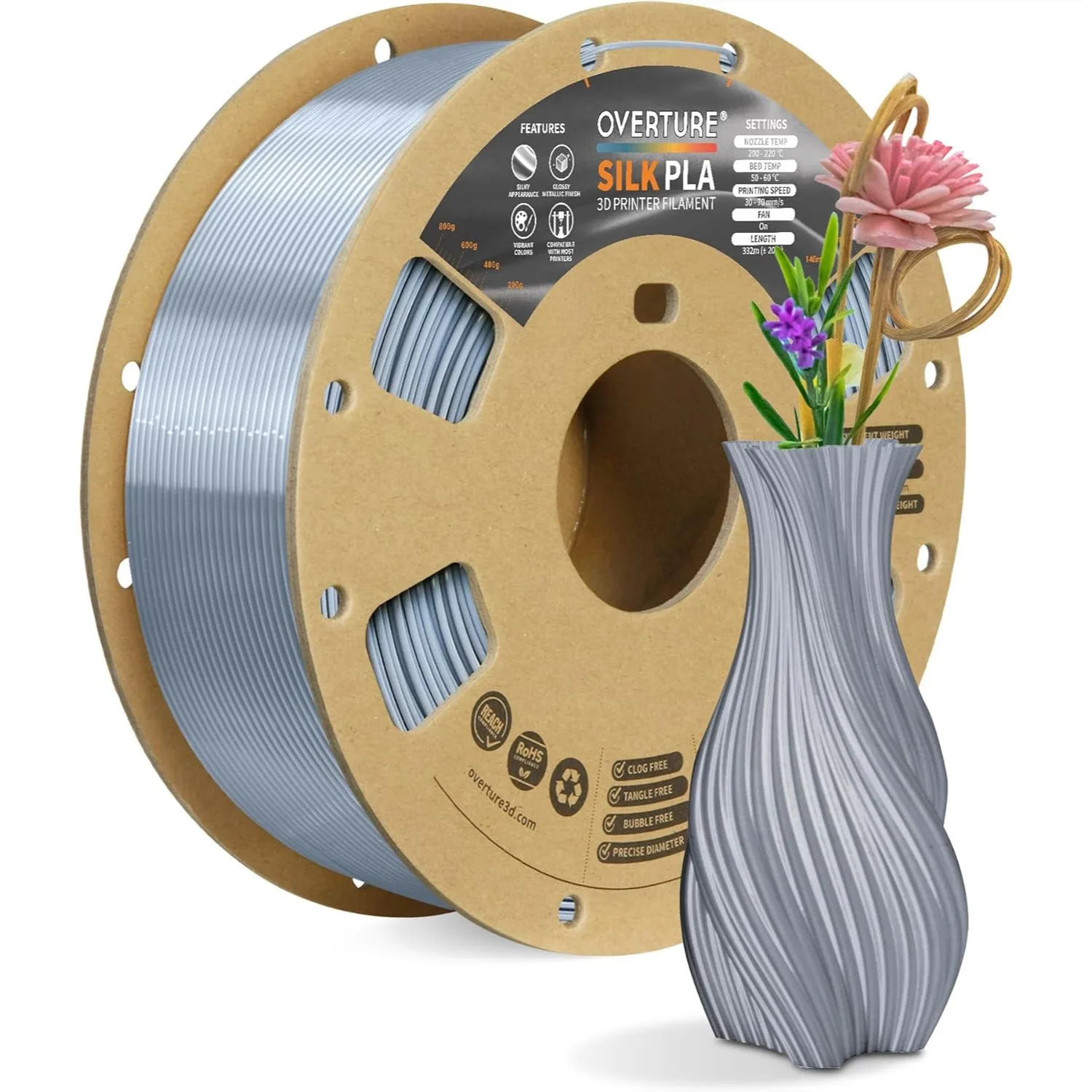 Silk PLA Filament 1.75mm, Shiny Metallic 3D Printer Filament 1kg Spool for Cosplay Jewelry Home Decor
Silk PLA Filament 1.75mm, Shiny Metallic 3D Printer Filament 1kg Spool for Cosplay Jewelry Home Decor