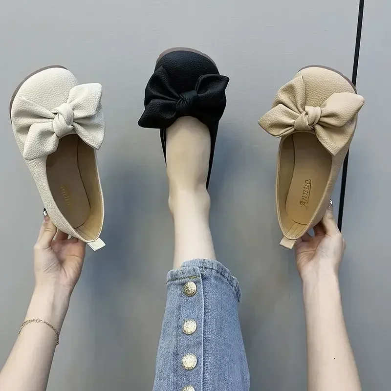 Butterfly knot single shoe women's one foot flat bean shoes soft soled loafers 2025
Butterfly knot single shoe women's one foot flat bean shoes soft soled loafers 2025