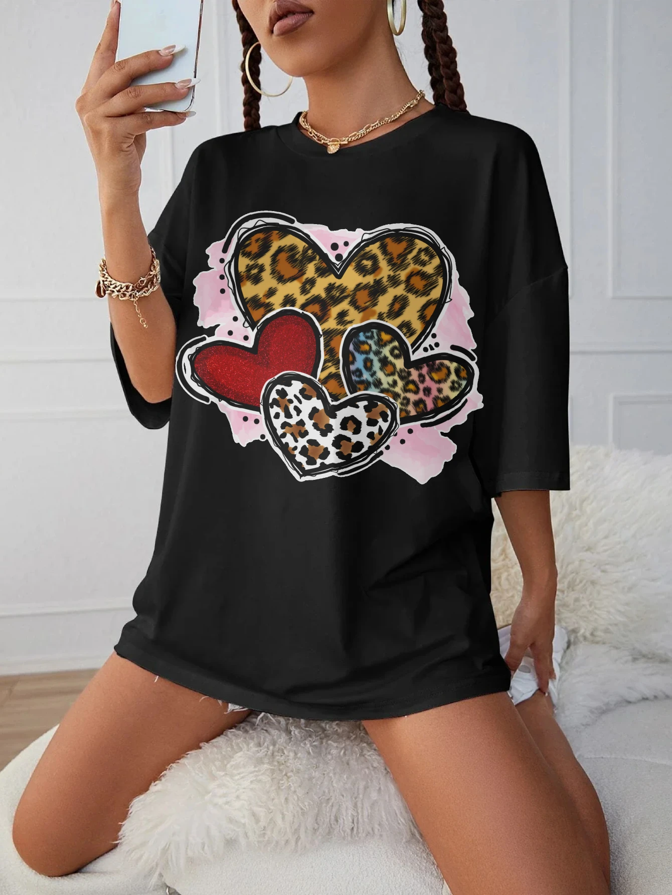 Удобная черная футболка для беременных с круглым вырезом Love Sublimation свободного кроя, идеально подходящая для позднего беременности
Удобная черная футболка для беременных с круглым вырезом Love Sublimation свободного кроя, идеально подходящая для позднего беременности
