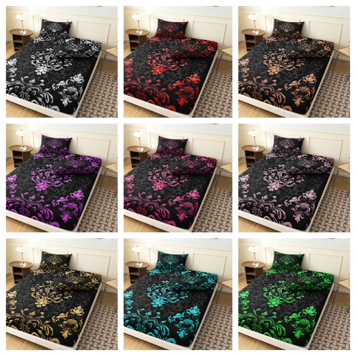 3pcs Set Premium Black White Floral Fitted Sheet, European Floral Printed Bedding for Adults Bedroom Dormitory and Hotel Supply
3pcs Set Premium Black White Floral Fitted Sheet, European Floral Printed Bedding for Adults Bedroom Dormitory and Hotel Supply