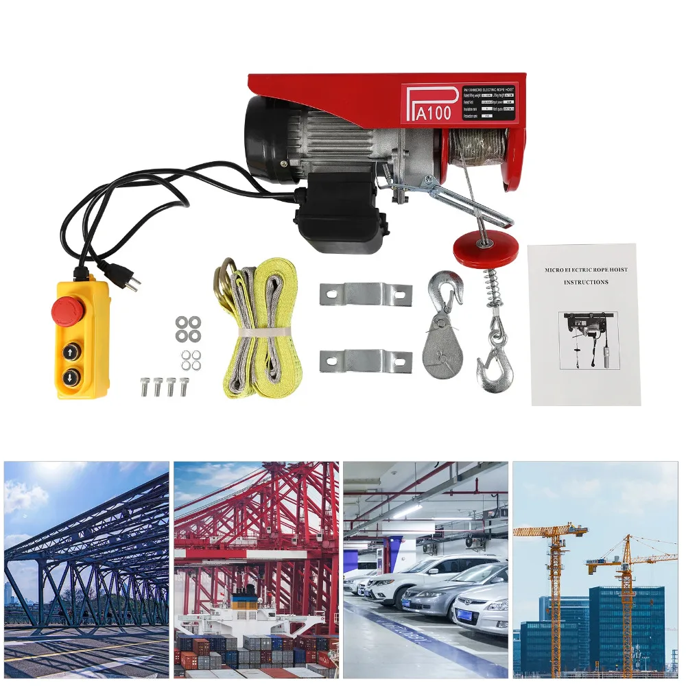440lbs Electric Hoist - 110V Winch with Remote Control & Single/Double Slings for Factories, Warehouses, Construction Sites
440lbs Electric Hoist - 110V Winch with Remote Control & Single/Double Slings for Factories, Warehouses, Construction Sites