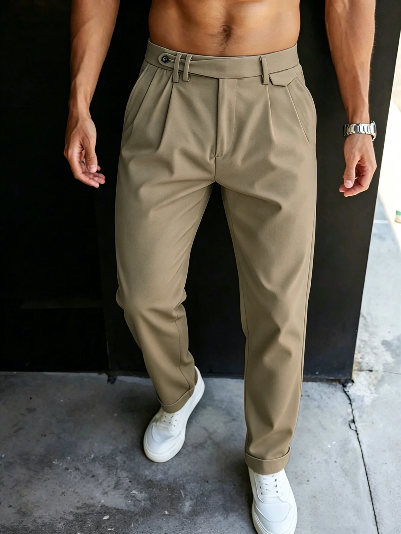 Men's Gurkha High Waist Pleated Cuffed Tapered Cropped Dress Pants 100% Polyester Business Casual White Navy Khaki Trousers
Men's Gurkha High Waist Pleated Cuffed Tapered Cropped Dress Pants 100% Polyester Business Casual White Navy Khaki Trousers