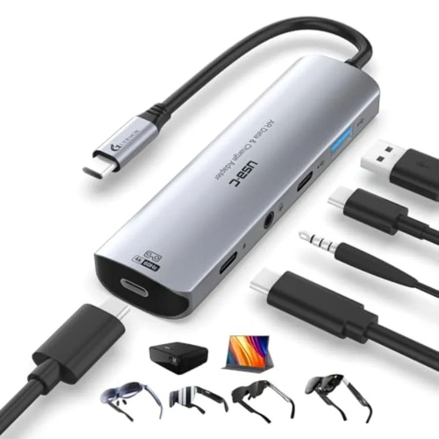 Адаптер Guermok 5-в-1 USB-C на USB-C для AR-очков: видеовывод, зарядный хаб, 4K@60Hz, док-станция Switch2, совместим с портативными мониторами
Адаптер Guermok 5-в-1 USB-C на USB-C для AR-очков: видеовывод, зарядный хаб, 4K@60Hz, док-станция Switch2, совместим с портативными мониторами