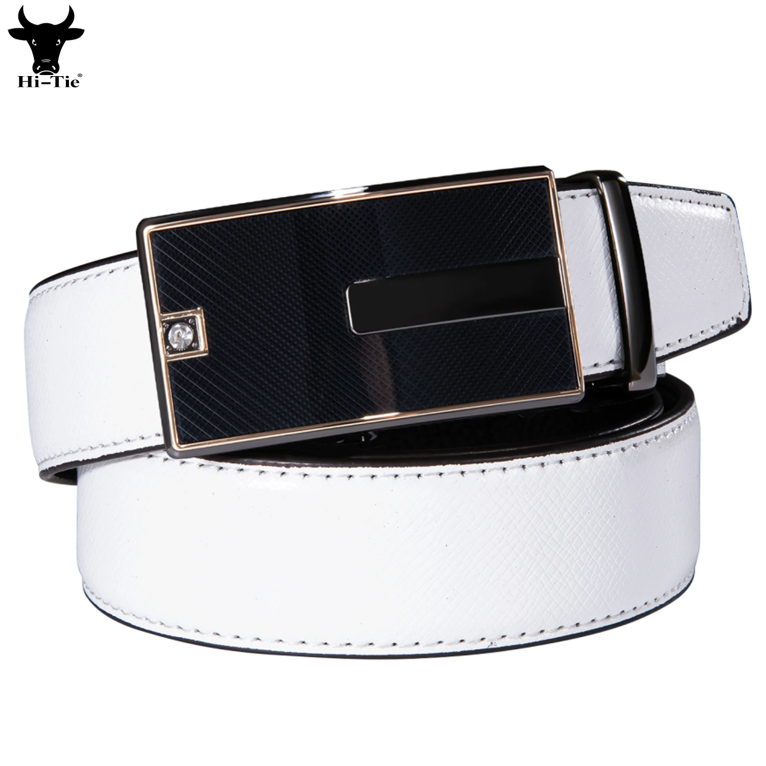Hi-Tie White Real Leather Mens Belts Black Automatic Buckles Ratchet Vintage Waistband Belt for Men Jeans Dress Wedding Business
Hi-Tie White Real Leather Mens Belts Black Automatic Buckles Ratchet Vintage Waistband Belt for Men Jeans Dress Wedding Business