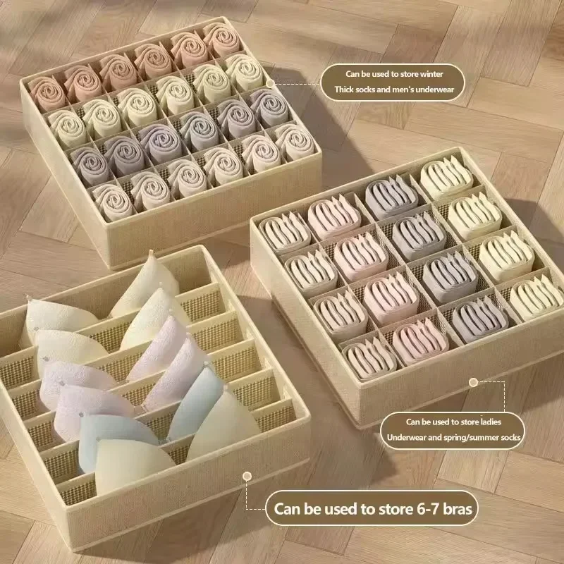 4pcs/1set Underwear Storage Box Foldable Non-woven Storage Box Six-piece Set Underwear Bra Socks Drawer Storage Finishing Box
4pcs/1set Underwear Storage Box Foldable Non-woven Storage Box Six-piece Set Underwear Bra Socks Drawer Storage Finishing Box