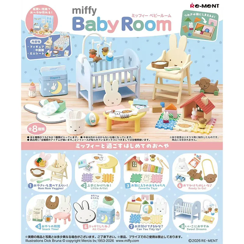 Re-Ment Miniature 8pcs Miffy Baby Room Action Figure Toys Assembly Gift Collectible Dress Model Ornaments Birthday Gift Toys
Re-Ment Miniature 8pcs Miffy Baby Room Action Figure Toys Assembly Gift Collectible Dress Model Ornaments Birthday Gift Toys