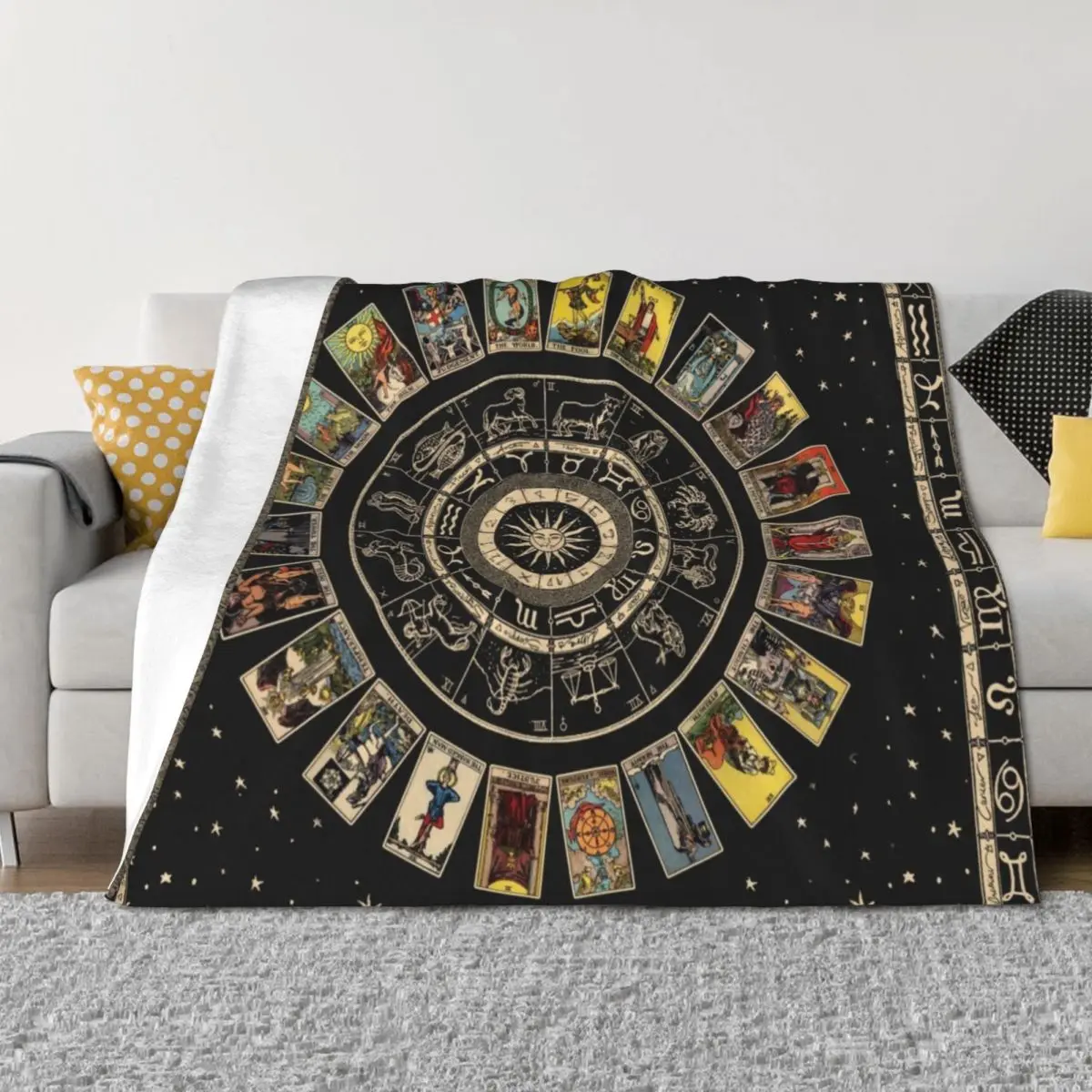 Wheel of the Zodiac, Astrology Chart & the Major Arcana Tarot Throw Blanket Single Decorative Sofas Multi-Purpose Blankets
Wheel of the Zodiac, Astrology Chart & the Major Arcana Tarot Throw Blanket Single Decorative Sofas Multi-Purpose Blankets