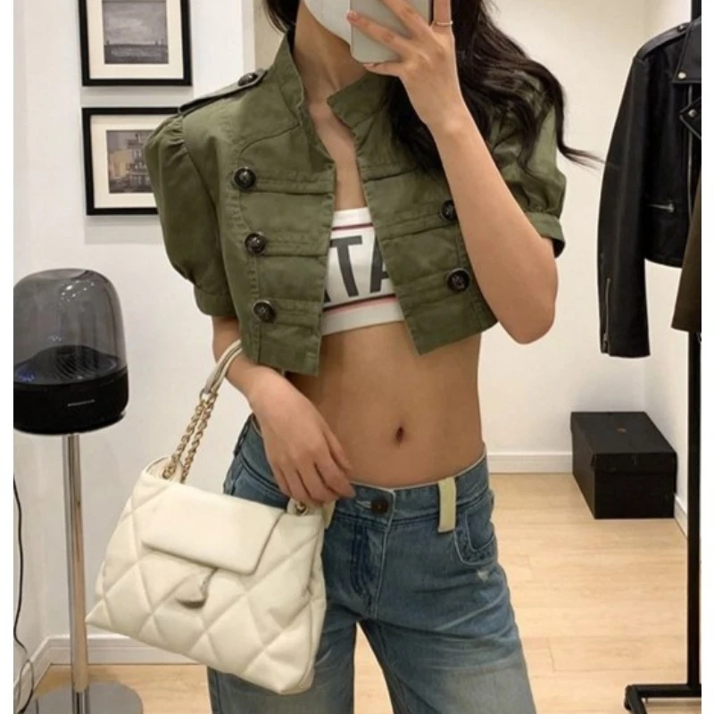2026 Summer Casual Wind Army Green Double-breasted Coat Women's Heavy Industry Retro Bubble Sleeve Short Jacket Top
2026 Summer Casual Wind Army Green Double-breasted Coat Women's Heavy Industry Retro Bubble Sleeve Short Jacket Top