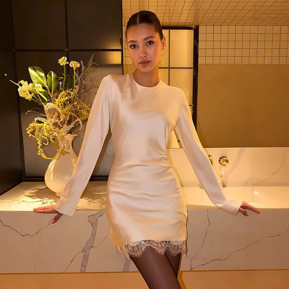 Satin Long Sleeve Sexy Mini Dress Women Elegant Lace Patchwork Ruched Slim Club Party Dresses Female Clothes Robe
Satin Long Sleeve Sexy Mini Dress Women Elegant Lace Patchwork Ruched Slim Club Party Dresses Female Clothes Robe