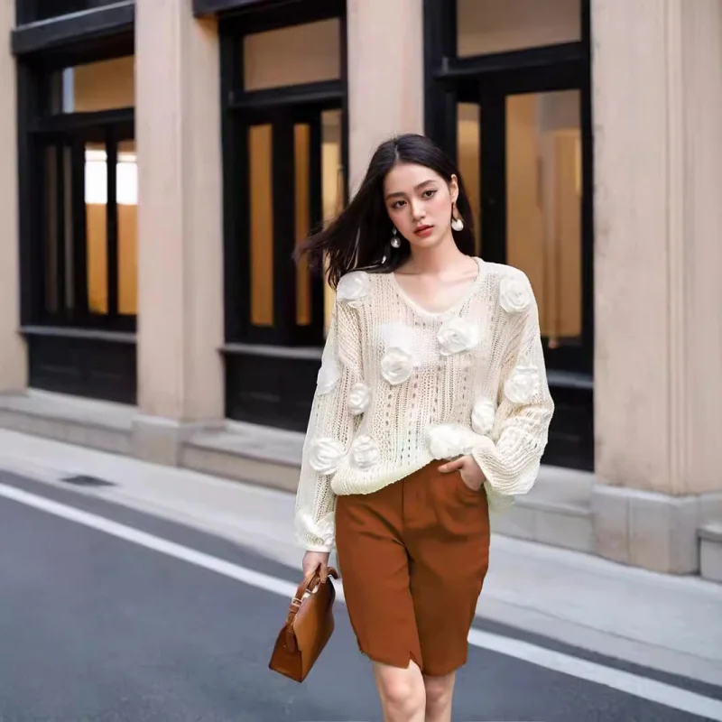 2026 Pullover Knit Sweater Spring and Autumn Style Floral New Women's Loose Hollow Long Sleeve Sweater Outerwear
2026 Pullover Knit Sweater Spring and Autumn Style Floral New Women's Loose Hollow Long Sleeve Sweater Outerwear