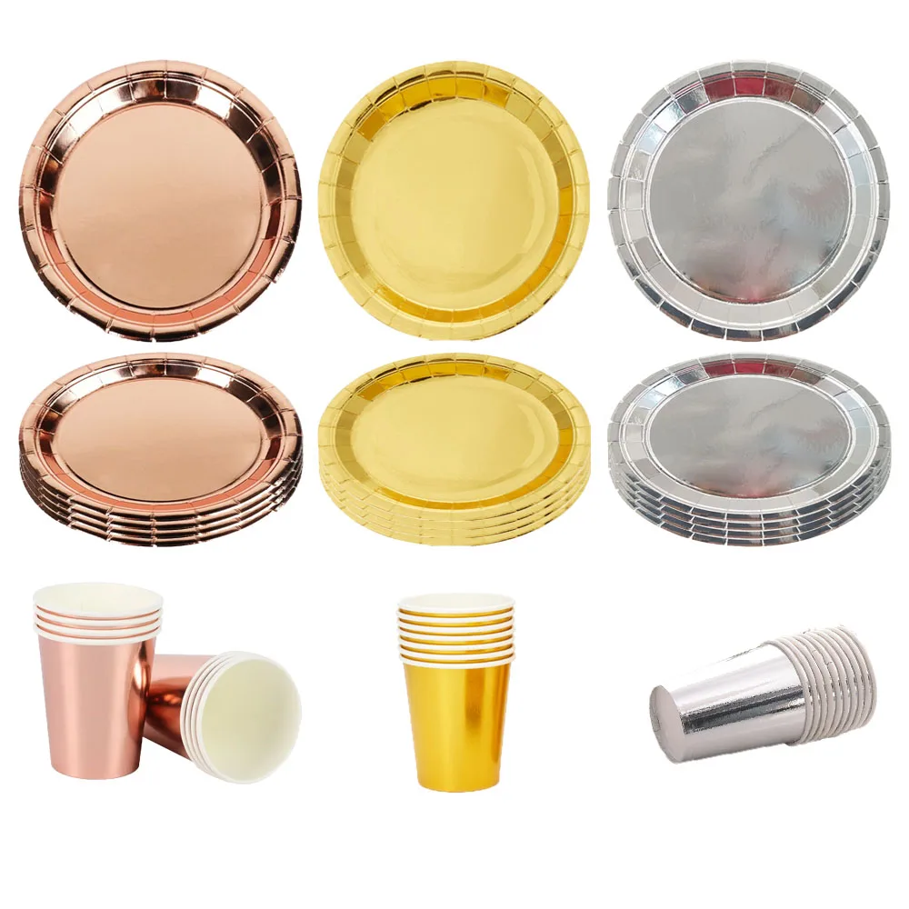 Gold Disposable Party Tableware Rose Gold Silvery Birthday Decorations Plates Cups Kids Adult Wedding Bachelor Party Decorations
Gold Disposable Party Tableware Rose Gold Silvery Birthday Decorations Plates Cups Kids Adult Wedding Bachelor Party Decorations