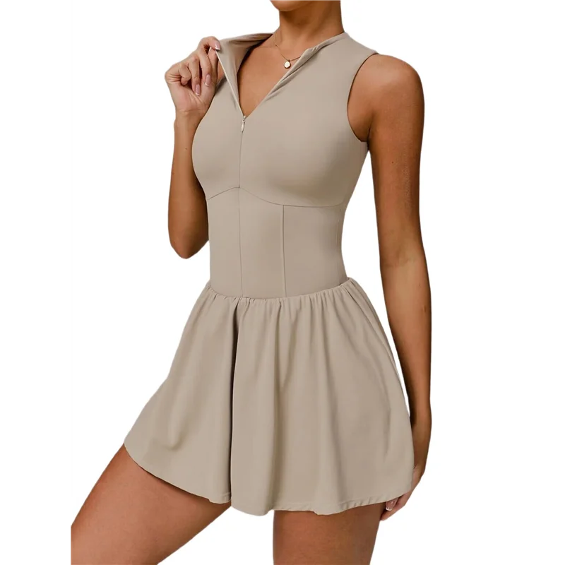 НОВИНКА-Женское платье для тенниса и гольфа со встроенным бюстгальтером, шортами на молнии, облегающая юбка трапециевидной формы с подолом, спортивная с карманами 
НОВИНКА-Женское платье для тенниса и гольфа со встроенным бюстгальтером, шортами на молнии, облегающая юбка трапециевидной формы с подолом, спортивная с карманами