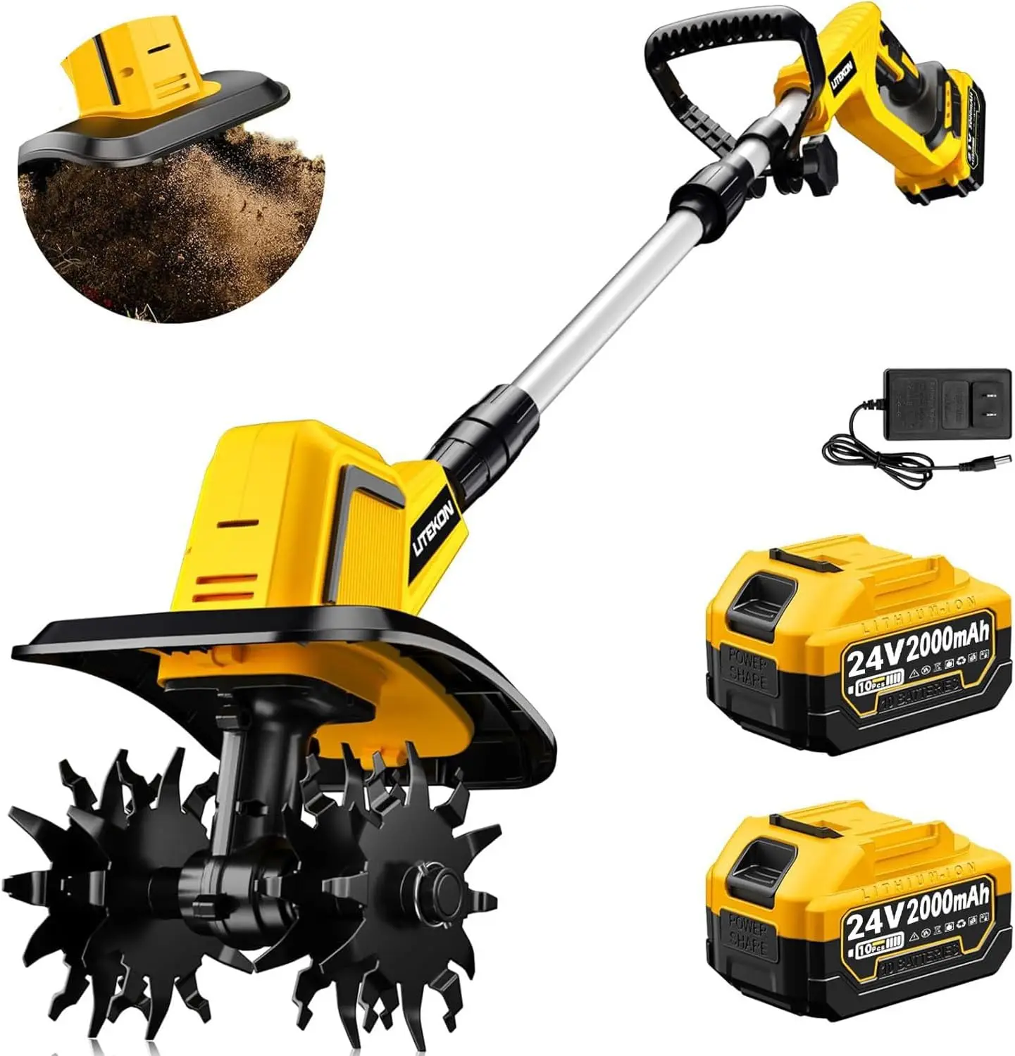 Cordless Tiller Cultivator with 2 x 2 0AH Batteries 120Minutes Use 1 5A Fast Charger 540RPM High Power Electric Garden Tiller
Cordless Tiller Cultivator with 2 x 2 0AH Batteries 120Minutes Use 1 5A Fast Charger 540RPM High Power Electric Garden Tiller