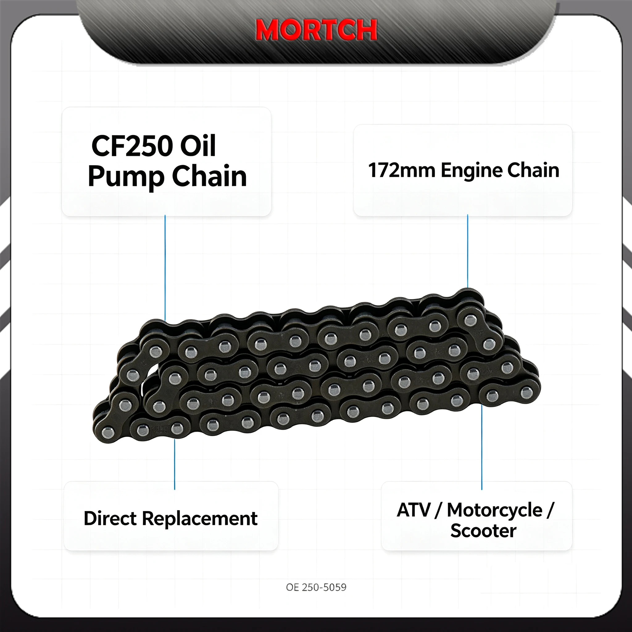 Oil Pump Chain 172mm OE 250-5059 For CF250 Jonway JMstar CFMoto Scooter ATV 250cc 172mm Engine Replacement Parts
Oil Pump Chain 172mm OE 250-5059 For CF250 Jonway JMstar CFMoto Scooter ATV 250cc 172mm Engine Replacement Parts