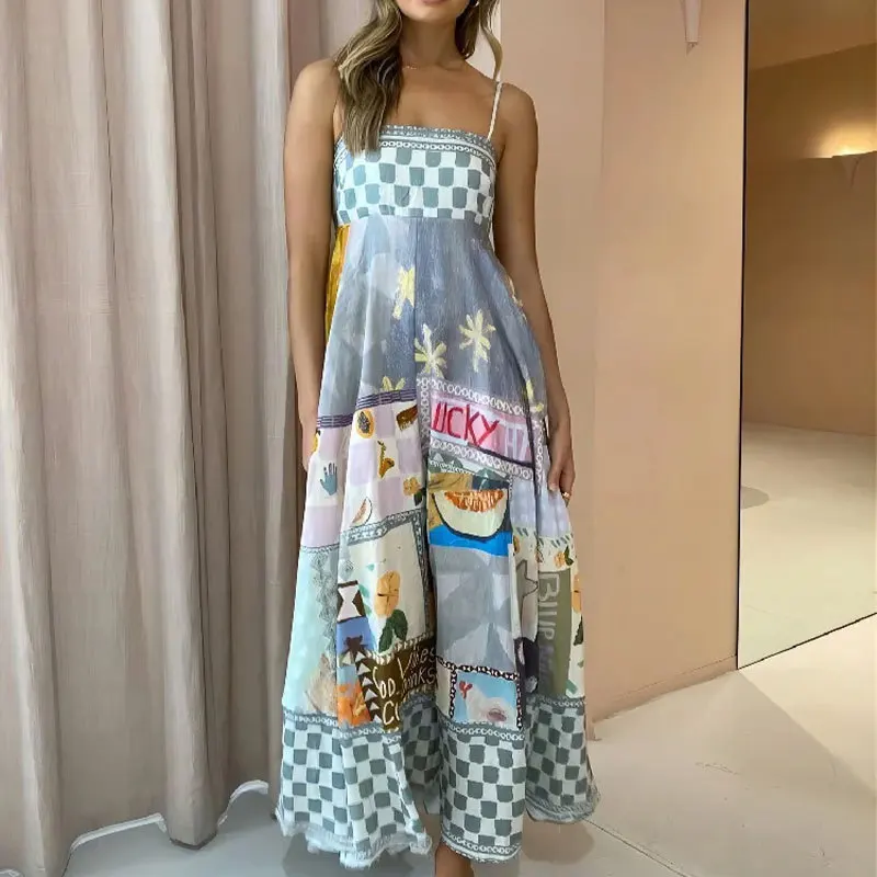 Women's Summer Cartoon Print Strap Dress Sleeveless Elegance Vacation Outfits Casual Dress Summer Clothes
Women's Summer Cartoon Print Strap Dress Sleeveless Elegance Vacation Outfits Casual Dress Summer Clothes