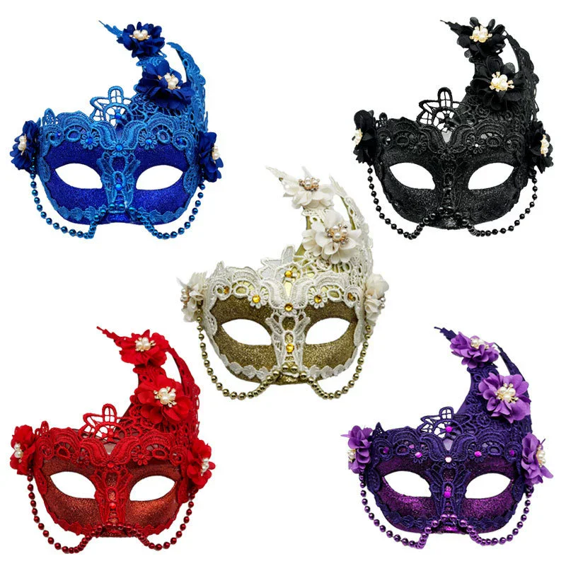 Elegant Floral Hollow Lace Mask Diamond Studded Pearl Chain Accessory for Halloween
Elegant Floral Hollow Lace Mask Diamond Studded Pearl Chain Accessory for Halloween