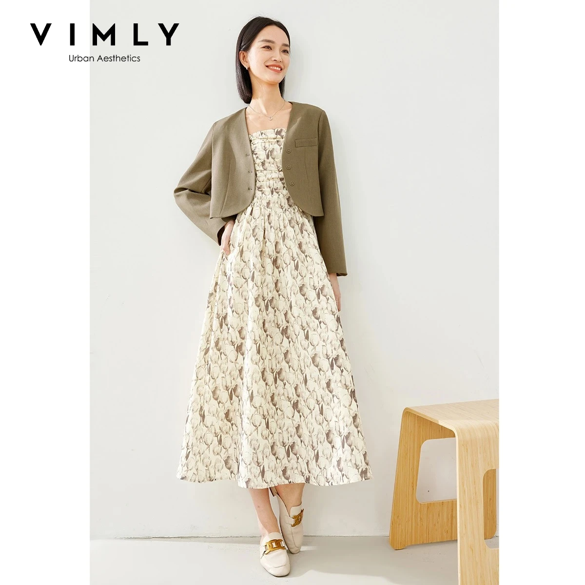 Vimly Women Two Piece Set 2026 Autumn V Neck Cardigan Top & Floral Long Slip Dress Slim Fit Elegant Office Lady Outfits M5051
Vimly Women Two Piece Set 2026 Autumn V Neck Cardigan Top & Floral Long Slip Dress Slim Fit Elegant Office Lady Outfits M5051