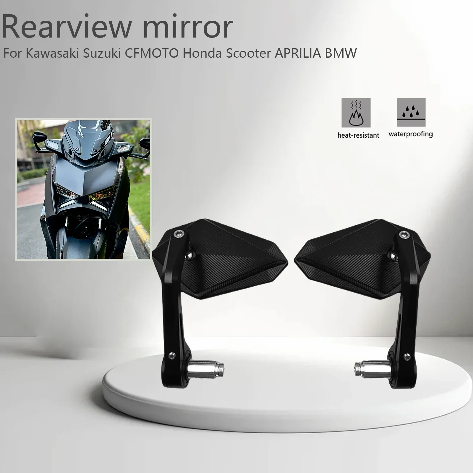 Universal For Kawasaki Suzuki CFMOTO Honda Scooter APRILIA BMW Motorcycle Accessories Mirror Adjustable Rotating Rearview 
Universal For Kawasaki Suzuki CFMOTO Honda Scooter APRILIA BMW Motorcycle Accessories Mirror Adjustable Rotating Rearview