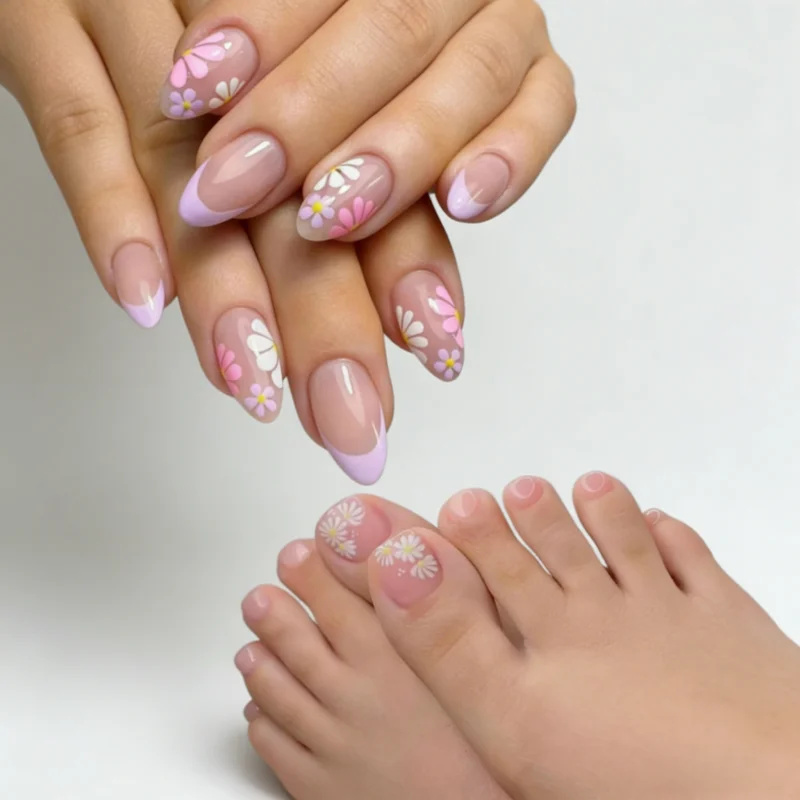24+24Pcs Fake Nails for Hands and Feet—Purple French-Style Floral Design Perfect for Spring and Summer Ideal for Outdoor Travel
24+24Pcs Fake Nails for Hands and Feet—Purple French-Style Floral Design Perfect for Spring and Summer Ideal for Outdoor Travel