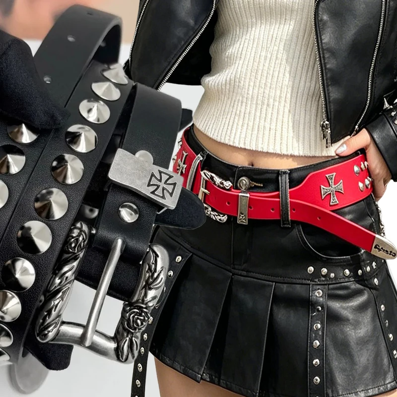 Gothic Punk Metal Rivet Cross Belt 120cm Adjustable Unisex Y2K Trendy Hip Hop Waist Accessories Cross Rivet Punk Rock Waistband
Gothic Punk Metal Rivet Cross Belt 120cm Adjustable Unisex Y2K Trendy Hip Hop Waist Accessories Cross Rivet Punk Rock Waistband