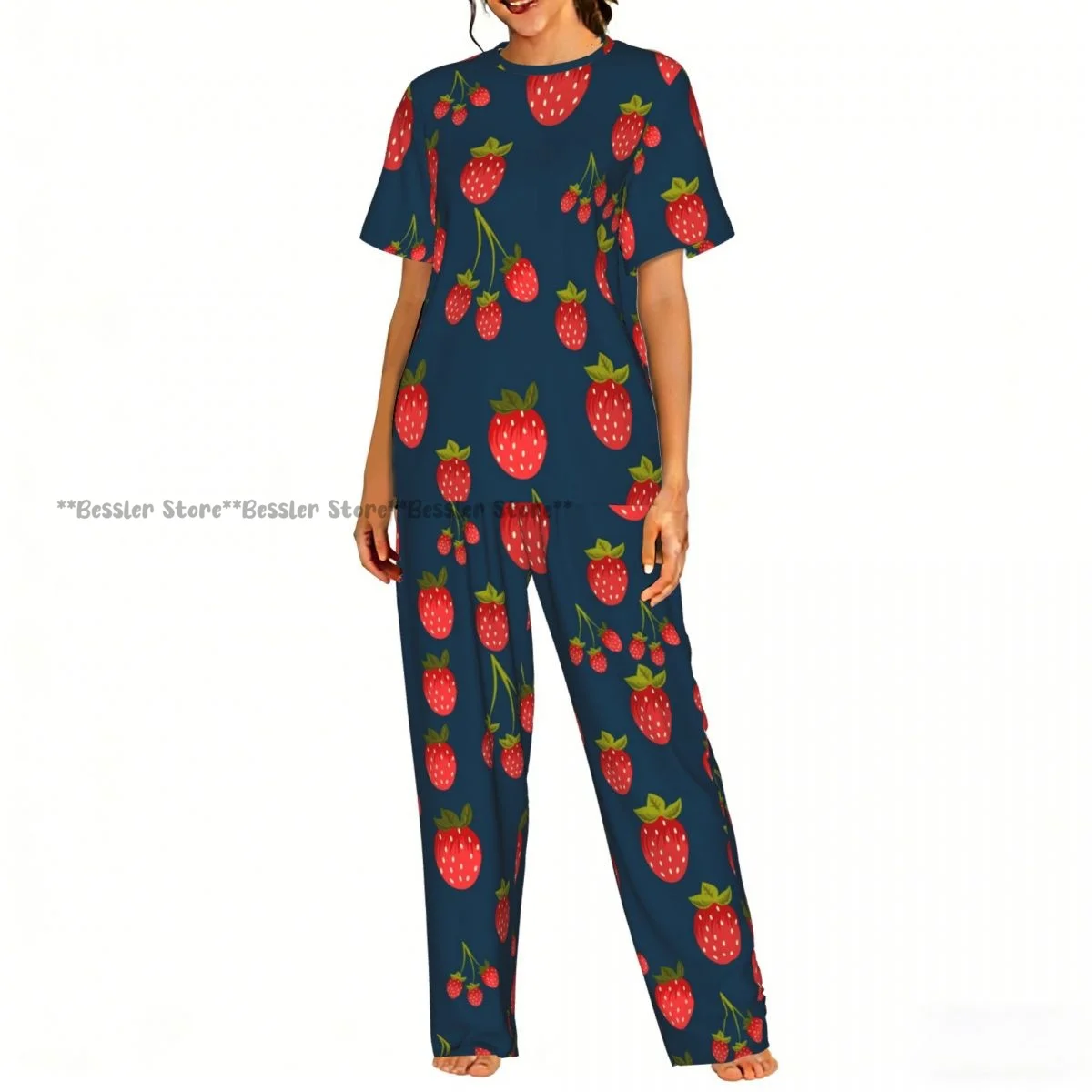 Women Pajama Sets Lounge Sleepwear Strawberries Short Sleeve Nightwear
Women Pajama Sets Lounge Sleepwear Strawberries Short Sleeve Nightwear
