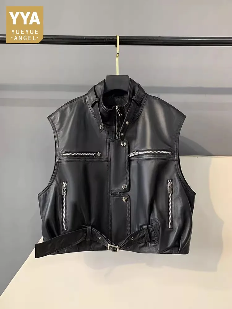 Boyfriend Style Women Loose Fit Moto Biker Sheepskin Genuine Leather Vest New Designer Autumn Stand Collar Waistcoat Sleeveless
Boyfriend Style Women Loose Fit Moto Biker Sheepskin Genuine Leather Vest New Designer Autumn Stand Collar Waistcoat Sleeveless
