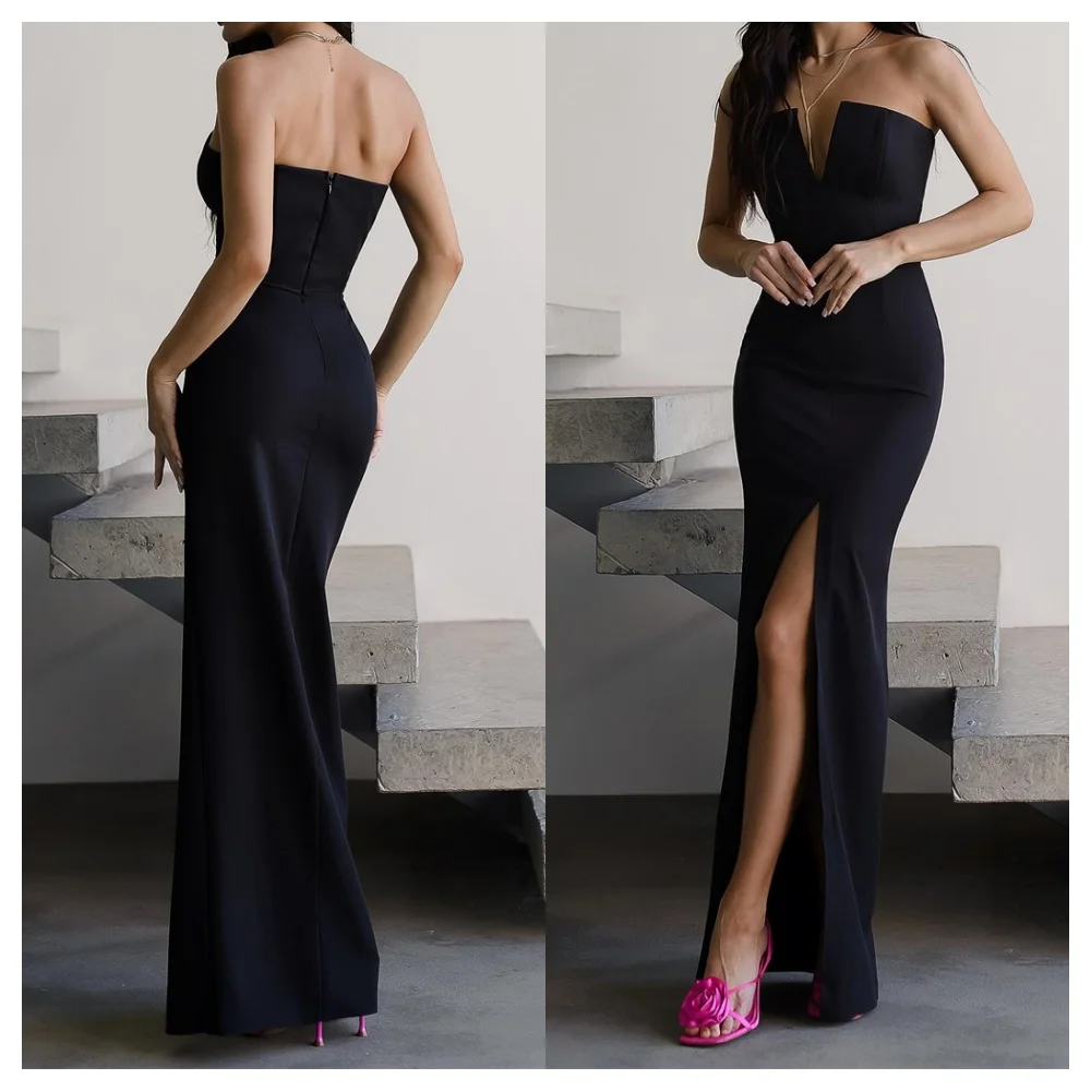 Customized Mermaid Graceful Black Jersey Evening Dress Temperament Strapless Sleeveless Evening Dress Party Dress Sexy
Customized Mermaid Graceful Black Jersey Evening Dress Temperament Strapless Sleeveless Evening Dress Party Dress Sexy