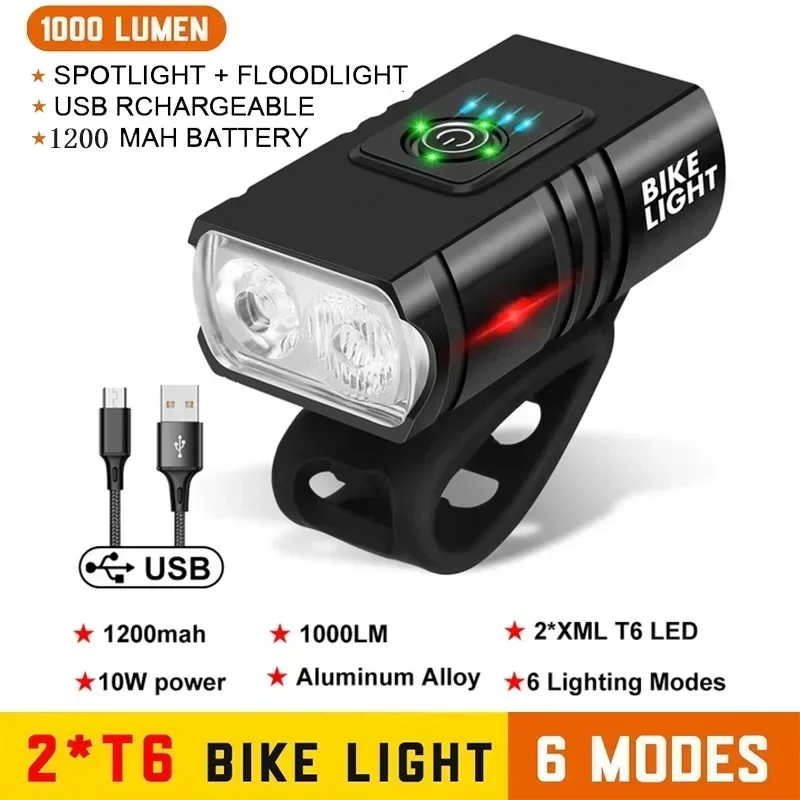 Waterproof USB Bike Headlight T6 LED Bright Flashlight 6 Speed Dimming Power Display MTB Night Riding Accessories
Waterproof USB Bike Headlight T6 LED Bright Flashlight 6 Speed Dimming Power Display MTB Night Riding Accessories
