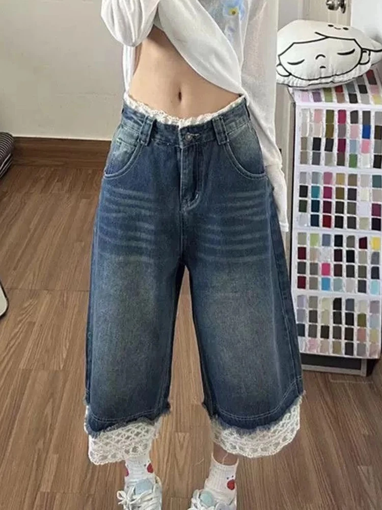 Petite Cropped Jeans Summer New With High Rise Lace Patchwork Hot Vintage Designer Slimming Chic Figure Straight Wide Leg Pants
Petite Cropped Jeans Summer New With High Rise Lace Patchwork Hot Vintage Designer Slimming Chic Figure Straight Wide Leg Pants