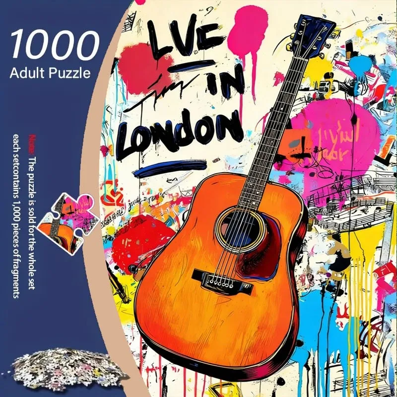 1000 шт. Яркая поп-арт-головоломка для гитары | Высококачественный картон, портативный, развлечение для снятия стресса для взрослых, пар, семьи,
1000 шт. Яркая поп-арт-головоломка для гитары | Высококачественный картон, портативный, развлечение для снятия стресса для взрослых, пар, семьи,