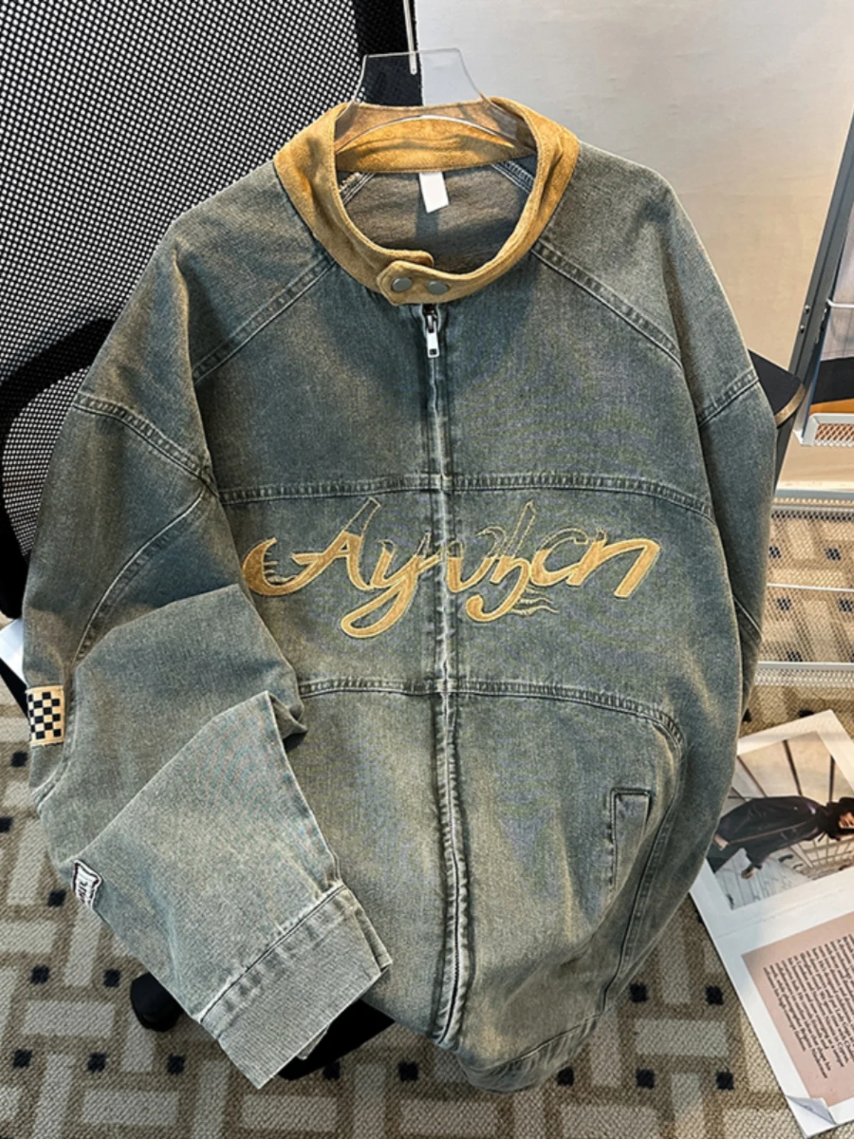 American Vintage Embroidered Loose Casual Jaet Stand Collar Jeans Jaet Spring Autumn Trendy Workwear Top for Men
American Vintage Embroidered Loose Casual Jaet Stand Collar Jeans Jaet Spring Autumn Trendy Workwear Top for Men