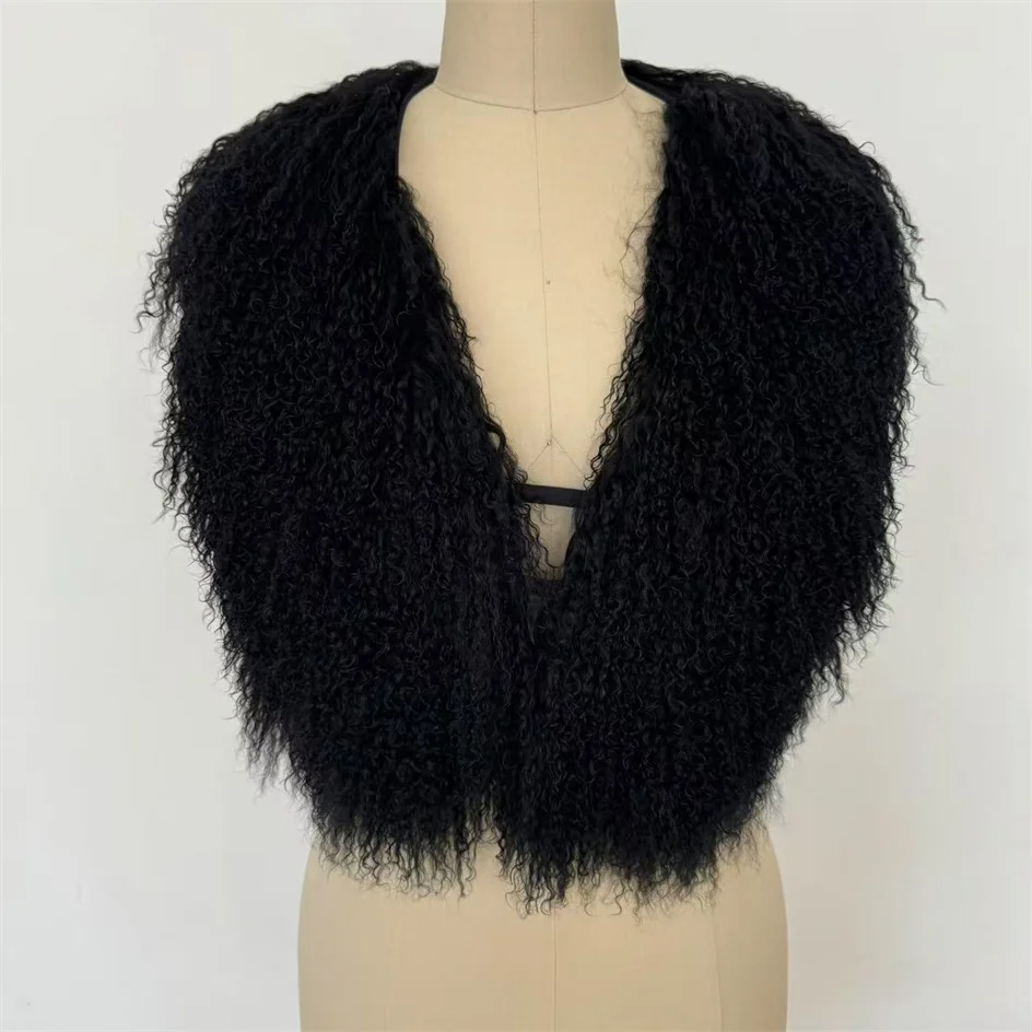 Fluffy Cropped Real Mongolian Fur Halter Vests Women Solid Deep V-Neck Backless Bandage Sleeveless Jackets Top Outerwear Coat
Fluffy Cropped Real Mongolian Fur Halter Vests Women Solid Deep V-Neck Backless Bandage Sleeveless Jackets Top Outerwear Coat