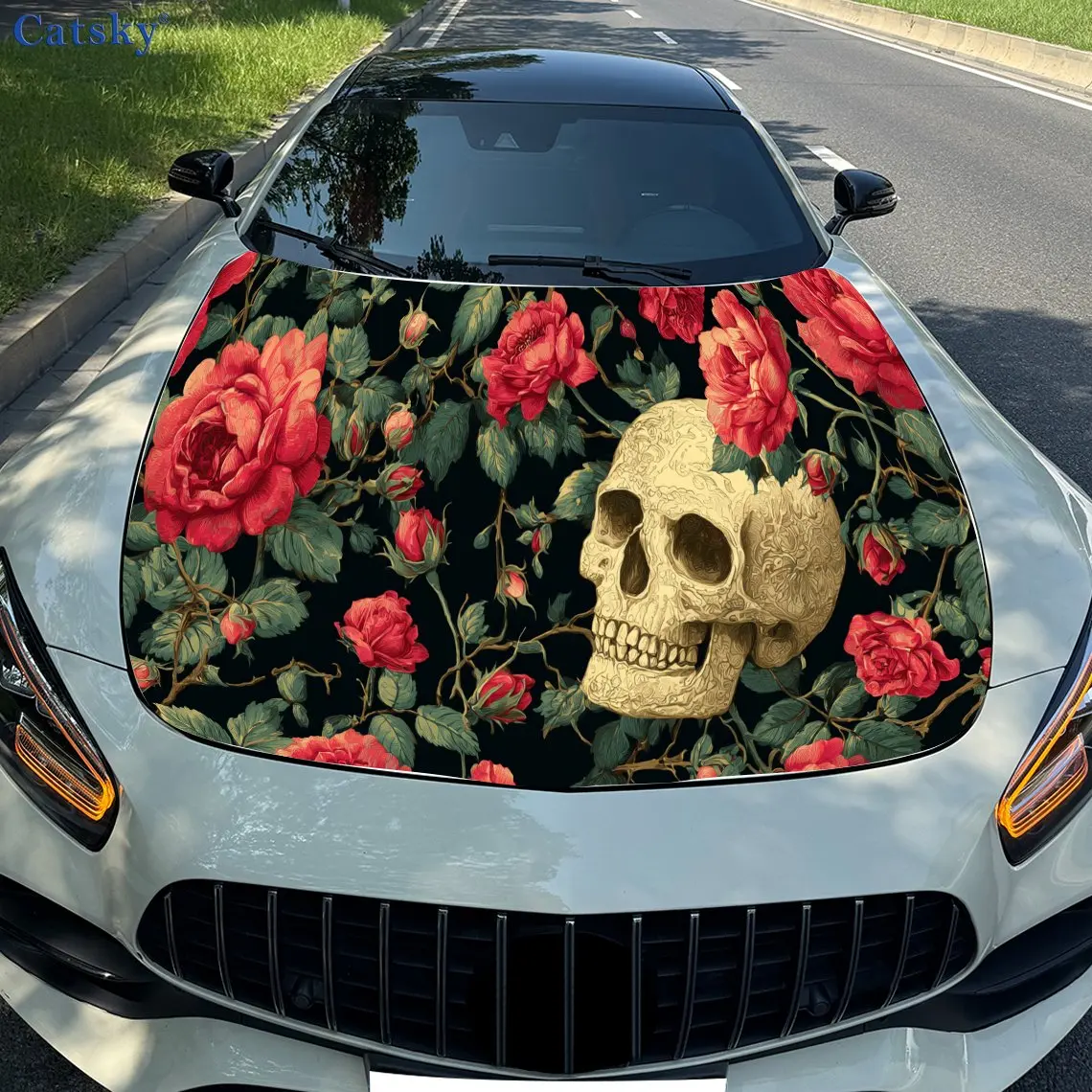 Dark Romantic - style Rose Skull PVC Car Vinyl Wraps, Self-Adhesive Waterproof Car Hood Decal Sticker, Car Decoration Protection 
Dark Romantic - style Rose Skull PVC Car Vinyl Wraps, Self-Adhesive Waterproof Car Hood Decal Sticker, Car Decoration Protection