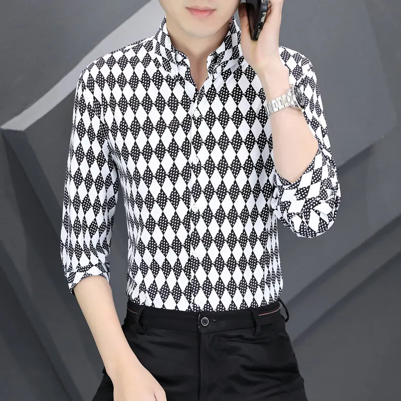 New Shirts for Men Korean Slim Fit Half Sleeve Shirt Mens Casual Print Loose Wear Chemise Homme
New Shirts for Men Korean Slim Fit Half Sleeve Shirt Mens Casual Print Loose Wear Chemise Homme