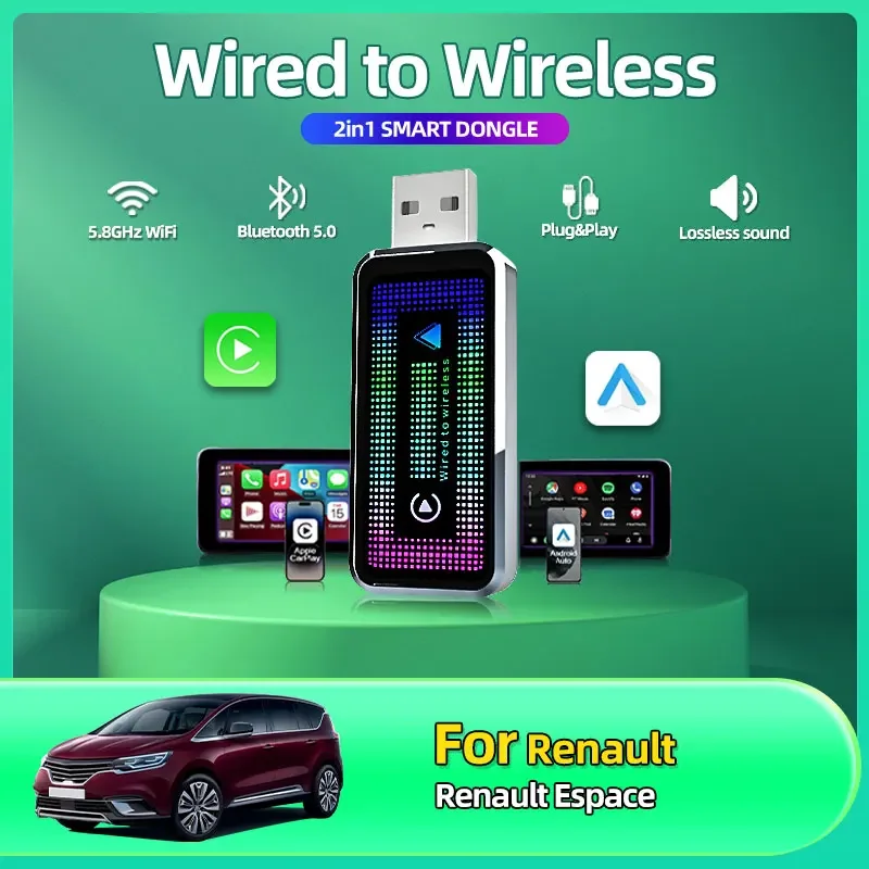 Portable Wireless Carplay Adapter Android Auto Compatibility and For Apple Carplay with Easy Setup Dongle For Renault Espace
Portable Wireless Carplay Adapter Android Auto Compatibility and For Apple Carplay with Easy Setup Dongle For Renault Espace