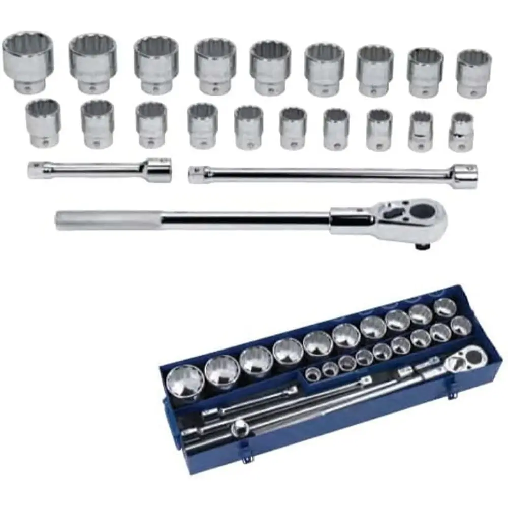 23-Piece 3/4-Inch Drive Socket Set with Tool and Storage Box
23-Piece 3/4-Inch Drive Socket Set with Tool and Storage Box
