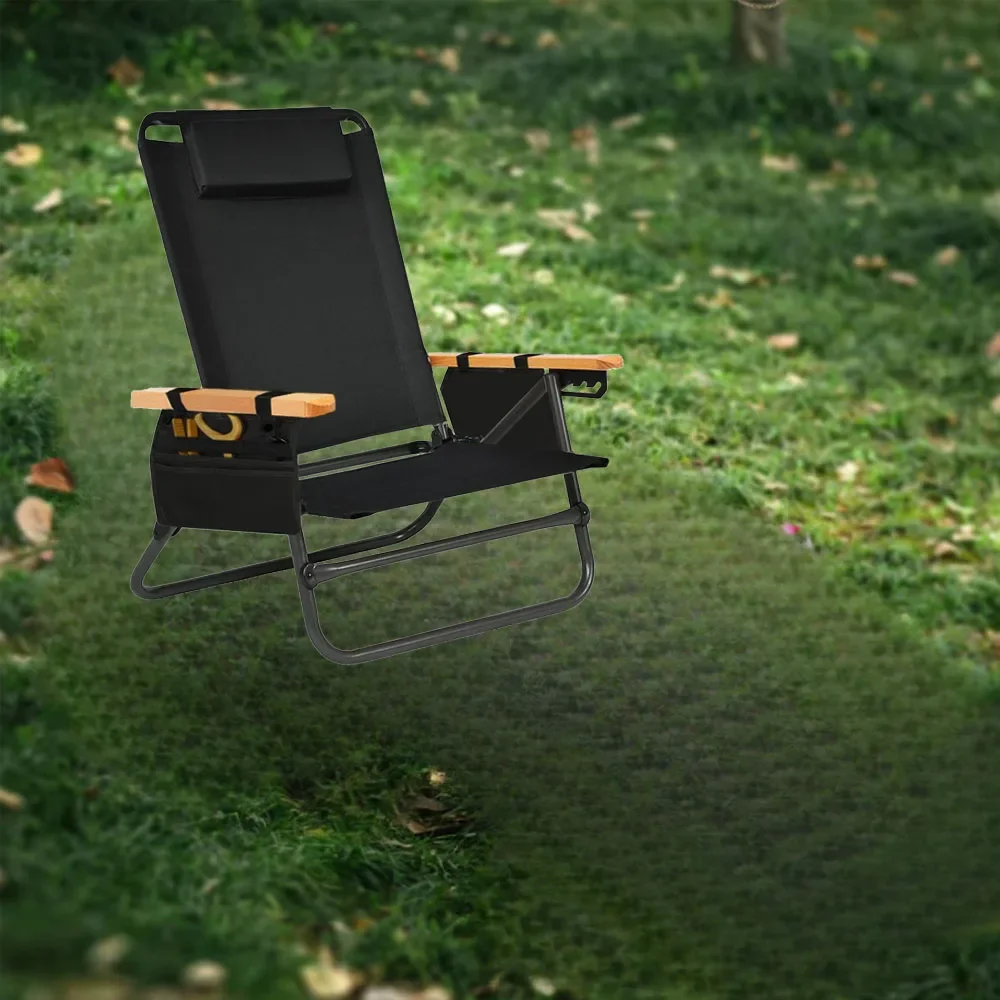 Camping chair, 4 adjustable position backpack chair, portable folding chair, beach chair with side pockets, headrest, cup holder
Camping chair, 4 adjustable position backpack chair, portable folding chair, beach chair with side pockets, headrest, cup holder
