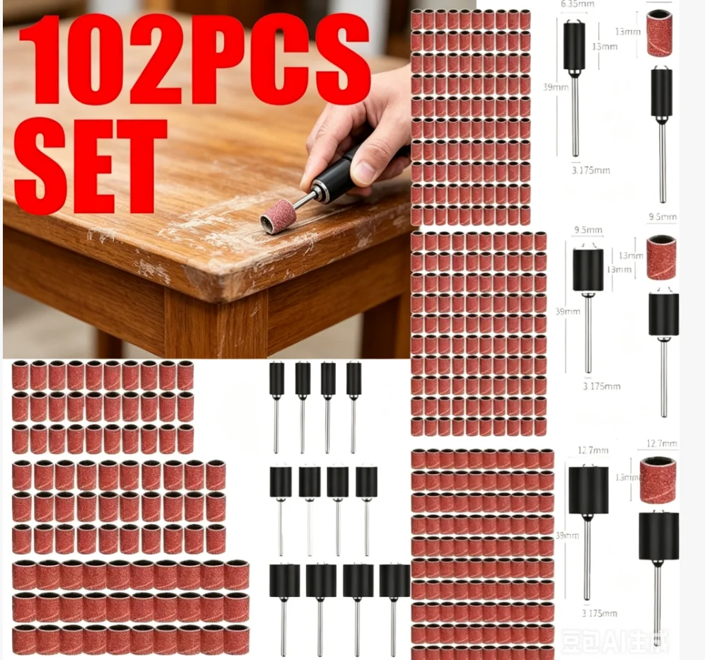 102Pcs Sanding Drum Kit Grit Sanding Band for Dremel Sleeves For Electric Mini Angle Grinder Sanding Mandrels Dremel Accessories
102Pcs Sanding Drum Kit Grit Sanding Band for Dremel Sleeves For Electric Mini Angle Grinder Sanding Mandrels Dremel Accessories