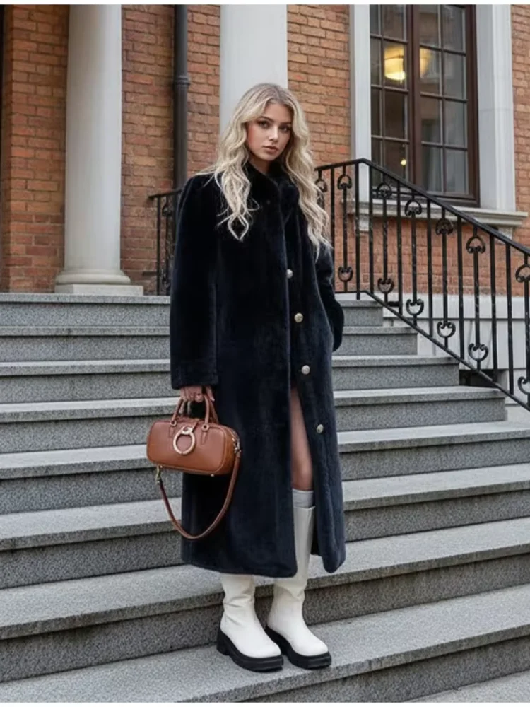 Women Solid Plush Artificial Fur Maxi Jacket Elegant Stand Collar Single Breasted Warm Coat New Winter Daily High Street Coats
Women Solid Plush Artificial Fur Maxi Jacket Elegant Stand Collar Single Breasted Warm Coat New Winter Daily High Street Coats