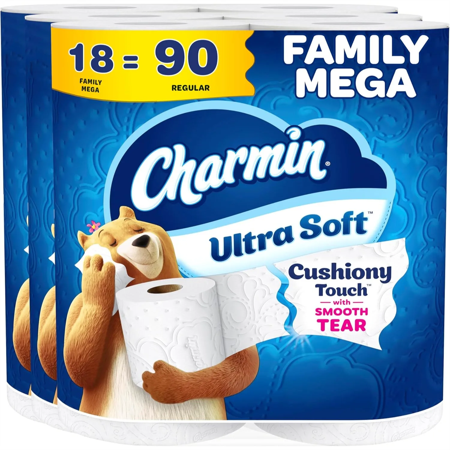 2-Ply Toilet Paper 18 Mega Rolls = 90 Regular Rolls Ultra Soft Cushiony Touch with Enhanced Tear Technology for Home Use
2-Ply Toilet Paper 18 Mega Rolls = 90 Regular Rolls Ultra Soft Cushiony Touch with Enhanced Tear Technology for Home Use