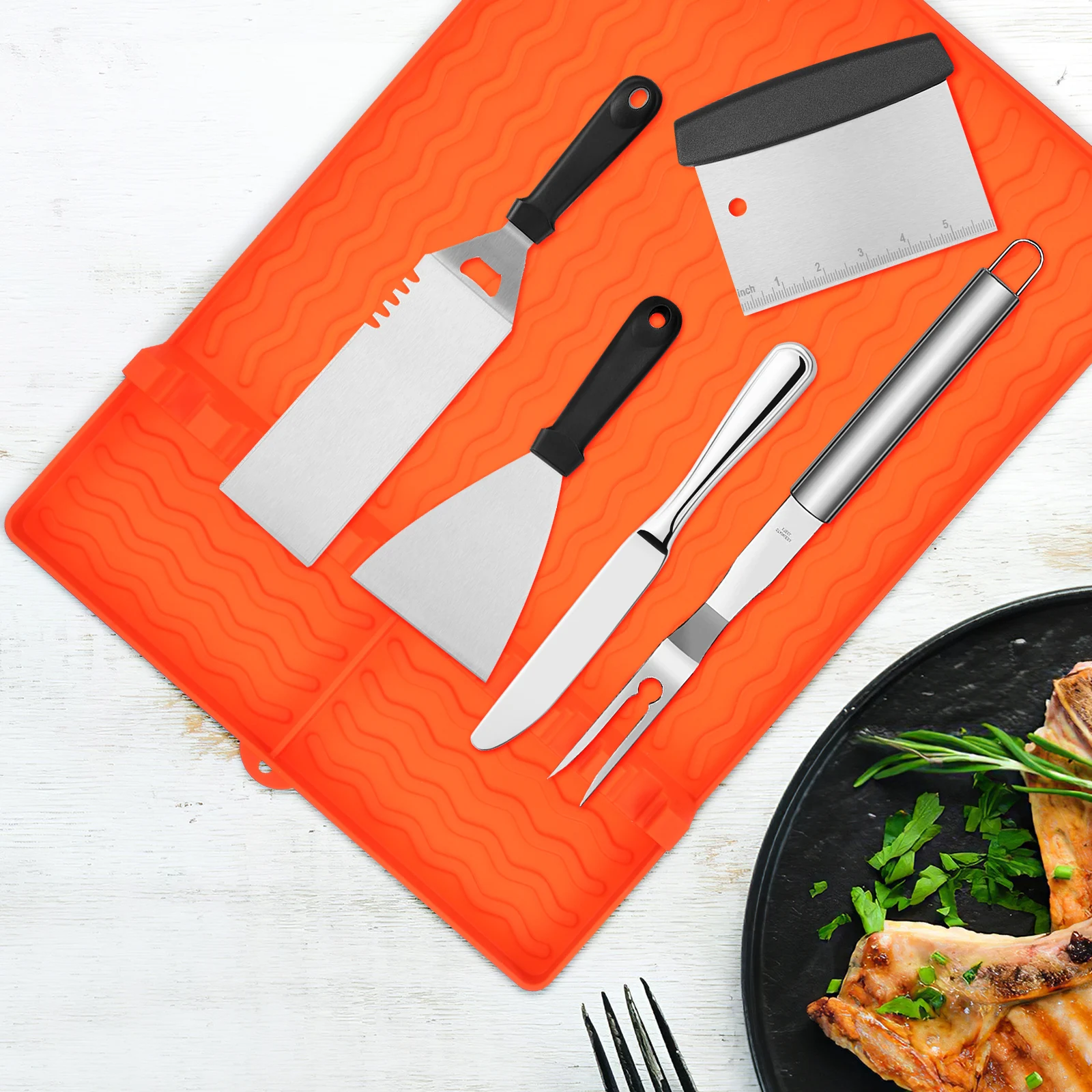Silicone Side Rack Pad for Grilling Tools Orange Spatula Mat Baking Pads Grill Accessories Non Slip Heat Resistant Food Grade
Silicone Side Rack Pad for Grilling Tools Orange Spatula Mat Baking Pads Grill Accessories Non Slip Heat Resistant Food Grade