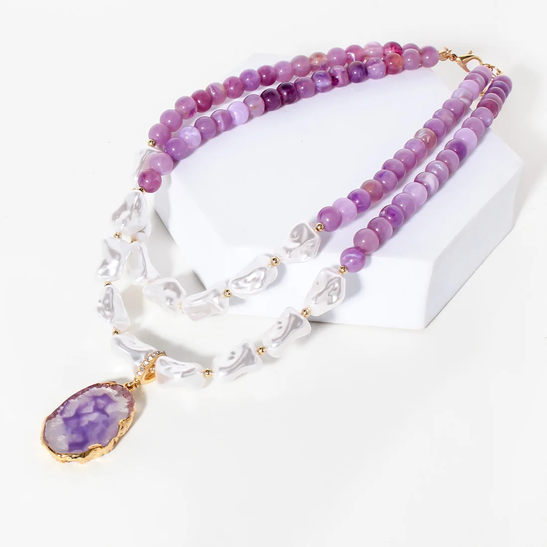 New Irregular Resin Multi-layer Necklace for Women Purple Beads Acrylic Pearl Choker Necklace Natural Stone Pendant Jewelry
New Irregular Resin Multi-layer Necklace for Women Purple Beads Acrylic Pearl Choker Necklace Natural Stone Pendant Jewelry