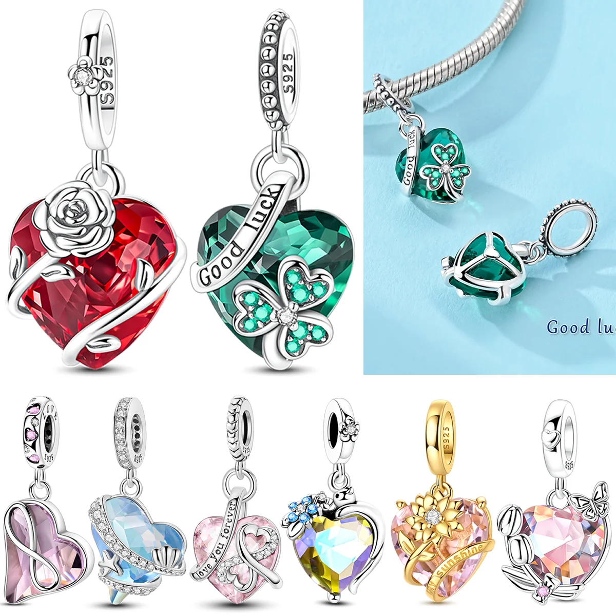 925 Sterling Silver Lover Gift Charms Bead CZ Colorful Zircon Luckly Love Heart Pendants Fit Original Bracelet DIY Jewelry
925 Sterling Silver Lover Gift Charms Bead CZ Colorful Zircon Luckly Love Heart Pendants Fit Original Bracelet DIY Jewelry