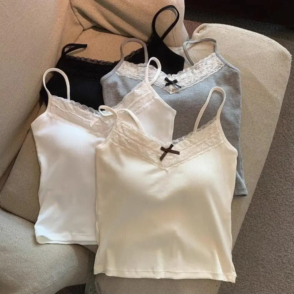 HOT Cute Sweet Mini Vest Lace Sling Tops Knitwear Tank Top Women Corset Lace T-shirt Lace Slim Top Stitching With Chest Pad 2025
HOT Cute Sweet Mini Vest Lace Sling Tops Knitwear Tank Top Women Corset Lace T-shirt Lace Slim Top Stitching With Chest Pad 2025