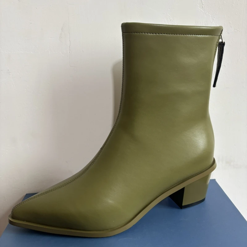 Point Women's Ankle Boots Genuine Leather Autumn Winter Western Short Boot Shoes Black Green Low Heels Party Footwear Large Size
Point Women's Ankle Boots Genuine Leather Autumn Winter Western Short Boot Shoes Black Green Low Heels Party Footwear Large Size