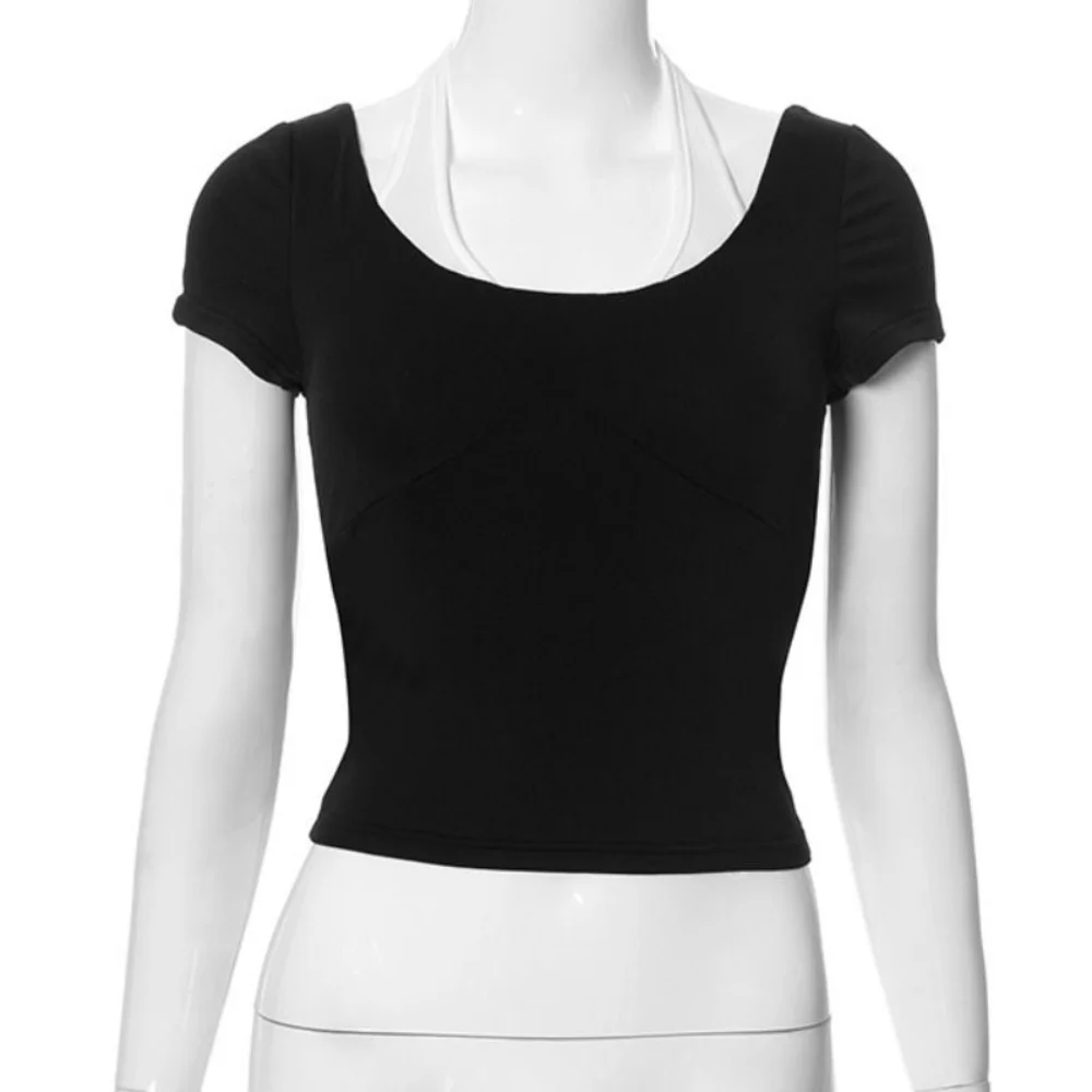 Топ Y2K с эффектом двухслойности в стиле Spicy Girl, шикарный облегающий укороченный топ-халтер, женская базовая футболка с коротким рукавом, летняя
Топ Y2K с эффектом двухслойности в стиле Spicy Girl, шикарный облегающий укороченный топ-халтер, женская базовая футболка с коротким рукавом, летняя