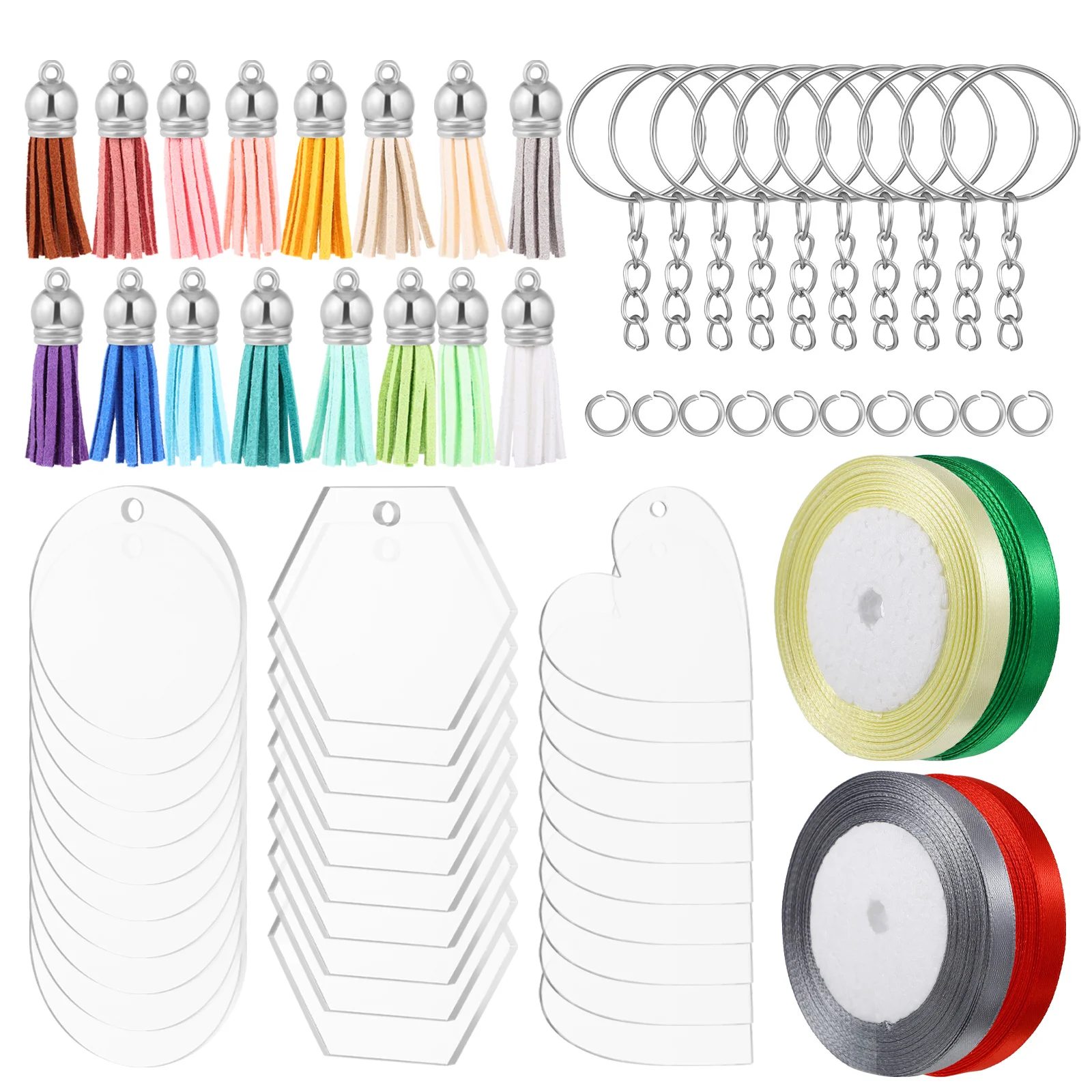 1 set Tassel Key Ring Blanks Acrylic Keychains DIY Craft Kits Metal Rings Clear Circle Heart-Shaped Pendant Decorative for Gifts
1 set Tassel Key Ring Blanks Acrylic Keychains DIY Craft Kits Metal Rings Clear Circle Heart-Shaped Pendant Decorative for Gifts