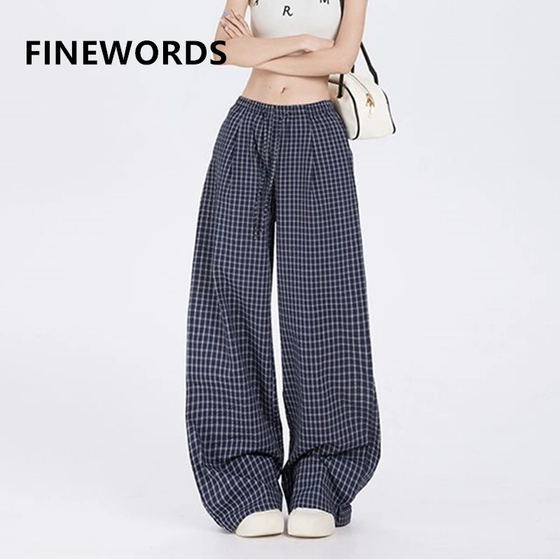 FINEWORDS Vintage Summer Wide Leg Plaid Pants Women Loose High Waist Baggy Casual Pants Easymatch Streetwear Korean Pants
FINEWORDS Vintage Summer Wide Leg Plaid Pants Women Loose High Waist Baggy Casual Pants Easymatch Streetwear Korean Pants