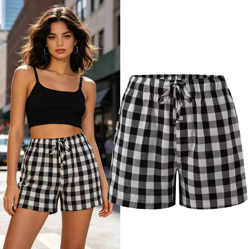 Casual Plaid Pattern Loose Women's Shorts Summer Leisure Lazy Match Hot Pants Drawstring Waist Polyester Fiber Neutral Fit
Casual Plaid Pattern Loose Women's Shorts Summer Leisure Lazy Match Hot Pants Drawstring Waist Polyester Fiber Neutral Fit